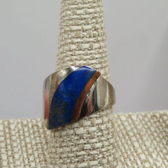 Jay King Desert Rose Trading Lapis Sterling Silver Copper Ring Size 10 - Picture 1 of 8